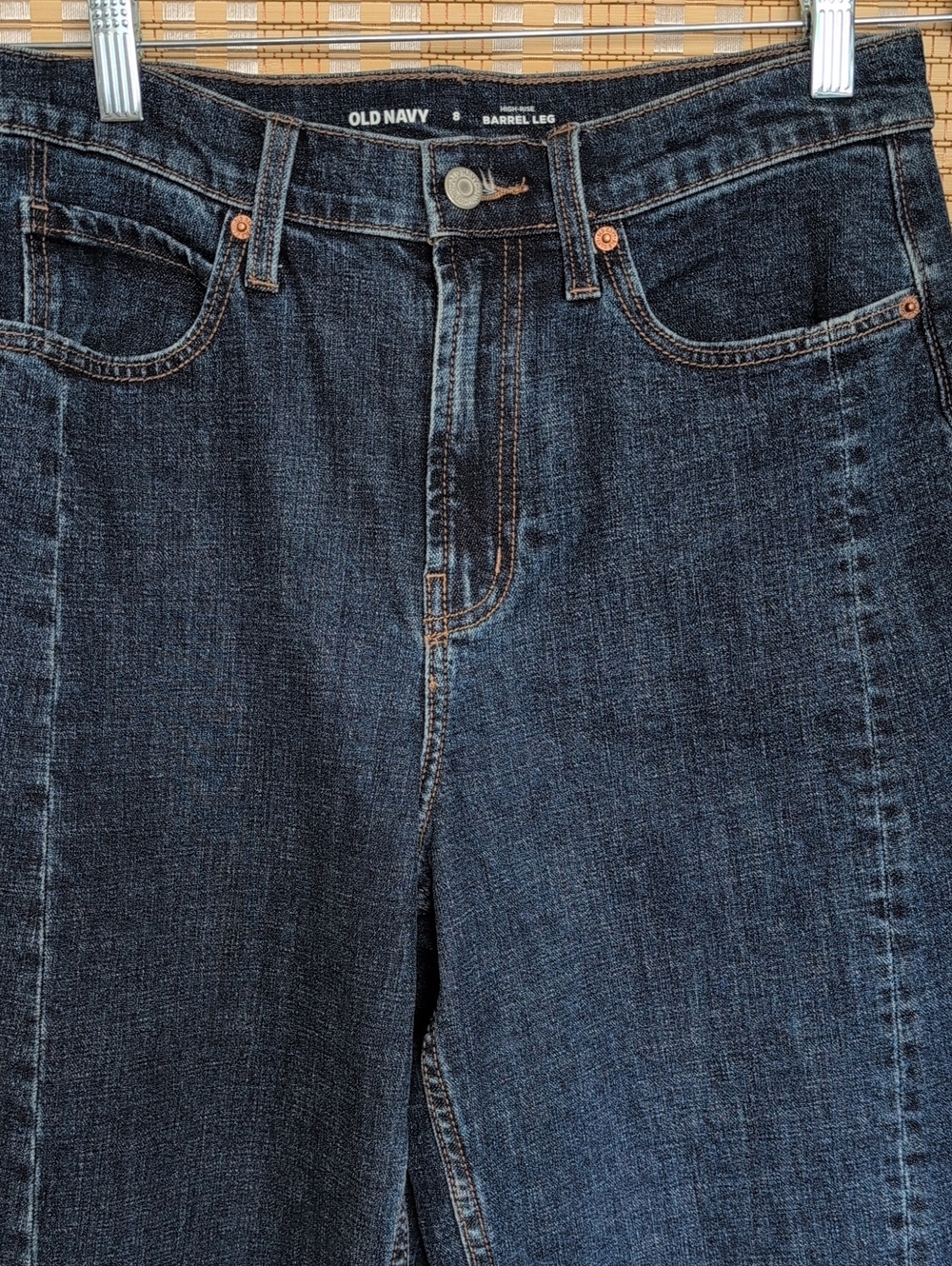 Old Navy Women's Dark Blue Barrel Leg Jeans - Picture 5 of 10